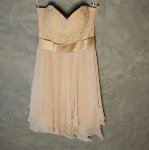 Christina Wu Strapless Lace Chiffon Short Dress Strapless Sweetheart Neckline